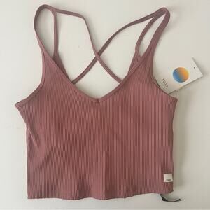 Vuori Ribbed Crop Tank Top Marsala L NWT